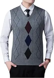 [Generic] Men's Pullover Knit Vest V Neck Sleeveless Sweater Waistcoat Argyle Sweater Tank Top