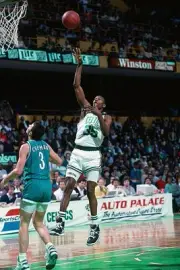 Reggie Lewis Boston Celtics shoots v Rex Chapman Charlotte Hornets- Old Photo