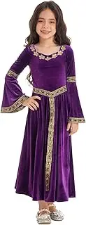 [Loodgao] Kids Girls Medieval Renaissance Princess Costumes Vintage Costume Witch Vampire Halloween Party Outfits Purple 12 Years