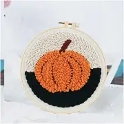 Pumpkin Patch Punch: A Beginner's DIY Embroidery Kit with Stamped Pattern, Yarn,