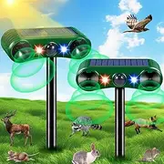 2025 Solar Ultrasonic Animal Repeller Outdoor,2 Pack Deer Repellent Devices with Motion Sensor & Flash Lights,Animal Deterrent for Cat Squirrel Dog Raccoon Skunk Rabbit Repellent for Yard Garden ﻿