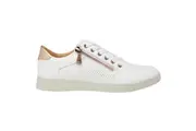 Womens Hush Puppies Mimosa Perf Ladies Sneakers Zip White Casual Lace Up Shoes