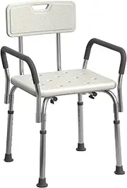 Medline Shower Chair Bath Seat with Padded Armrests and Back, Great for Bathtubs, Supports up to 350 lbs, 1 Count