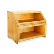 Large Double Layer Bamboo Bread Box with Clear Window for Kitchen Countertop