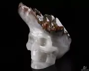 4.3" Red Quartz Carved Crystal Skull, Realistic