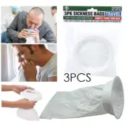 3Pcs Disposable Vomit Bags Sickness Travel Plane Motion Car Sea Sick Sealable
