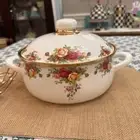 Royal Albert Old Country Roses Metal Covered Dish Casserole Cookware Germany