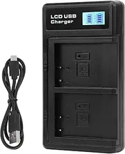 Portable Camera Battery Charger, Dual Charger with LCD Display, Camera Battery Charger for NP BN1 Camera Battery
