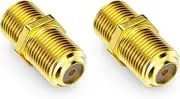 deleyCON SAT Adaptor Connector Coaxial Cable Extension 2 x F-Female Narrow Nut Gold-Plated for Satellite Cable BK Systems Pack of 2