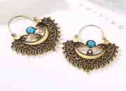 2" Bronze-tone Earring Set Bohemian Retro Dangle Drop Hook New Free Ship 9605