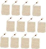 NOLITOY 14pcs Handmade Soap Storage Bag Compact Mirror Bulk Thicken Soap Bag Multi-function Soap Saver Bag Exfoliating Mesh Soap Loofah Soap Pouch Soap Pouch Saver with Cotton Linen