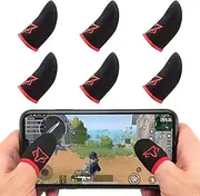Mobile Game Controller Finger Sleeve Sets [6 PCs],Anti-Sweat Breathable Touchscreen Finger Sleeve for Mobile Phone Games for PUBG/Mobile Legends/Knives Out(Black Red)