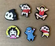Lot of 6 Anime Jibbitz Crocs Shoe Charms Crayon Shin-chan One Piece