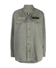 A.P.C. Logo-Patch Buttoned Shirt Jacket XL Gray