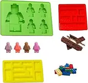 Building Brick Candy Mold Silicone Chocolate Robot Mold Set of 3 Ice Trays Ideal Making Melted Chocolate Fondant Cake Jelly Ice Cube for Kids Party