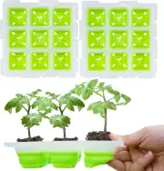 Seed Starter Tray Reusable, 2 Pack Growing Trays with Drain Holes & 9 Flexible P