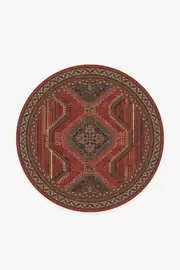 185' Round | Machine Washable Runner Rug | Kid & Pet Friendly | Indoor Rug | Mandalore Scarlet Red Rug | Ruggable