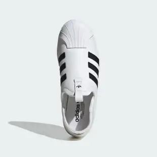 【adidas 愛迪達】Superstar Slip On W 女 休閒鞋 懶人鞋 皮革 貝殼頭 無鞋帶 白 黑(IE0399)