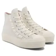 Converse CTAS Lift Hi Vintage White Leather Ruffle Lace High Top Platform Womens