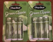 Two 3 Pack Chapstick Green Apple .15 oz Lip Balm Fresh Sealed. 6 Tubes