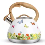 Tea Kettle, Toptier Teapot Whistling Kettle with Wood Pattern Handle Loud Whistl