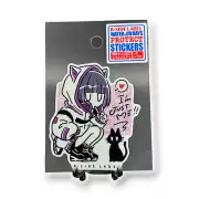 Quirky Fun Japan Sticker Cute Girl Cat Kitten Just Me Purple Decal B-Side Label