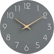Mosewa Wall Clock 8 Inch Gray Wall Clocks Battery Operated Silent Non-Ticking, Simple Modern Wood Clock Decorative for Bedroom, Living Room, Kitchen, Home Office