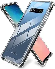 ProCase Galaxy S10 Case, Slim Hybrid Crystal Clear TPU Bumper Cushion Cover with Reinforced Corners, Transparent Scratch Resistant Rugged Cover Protective Case for Samsung Galaxy S10 2019 –Black Frame