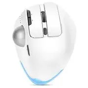 Rechargeable USB Bluetooth Wireless Mouse for Laptop PC, Mac,Programmable Buttons,Easy Thumb Control,Adjustable Angle & Connect RGB Light(White)