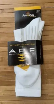 Men's PowerSox One Pair APF Cushion Crew Socks White/Gray Large 9-12.5