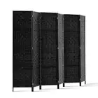 Artiss 6 Panel Room Divider Privacy Screen Timber Dividers Woven Stand Black NEW