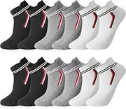 [Jspupifip] 6 Pairs Women Ankle Socks Athletic Running Low Cut Socks Cotton No Show Ankle Tab Sock US 6-9, Black, White, Grey