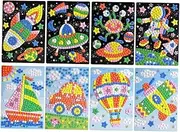 JOINPAYA 8pcs Mosaic Sticker for DIY Craft Supplies Featuring Astronaut Spaceship Alien UFO Sailing Boat Car Hot Air Balloon Airplane Creative Fun