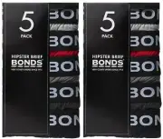Bonds Mens 10 Pairs Hipster Underwear Briefs Undies Black/Red/Grey