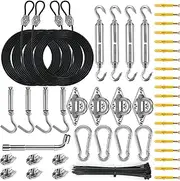 ZNELLY Sun Shade Sail Hardware Kit with 4pcs 10ft Length Extension Nylon Wire Rope, Stainless Steel, Waterproof, Shade Sails Installation Kits for Triangle Rectangle Shade Canopy, Garden Outdoors