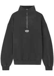 Rotate Sunday Enzyme Half-zip Cotton Sweatshirt - Black - S (UK8-10 / S) S (UK8-10 / S)