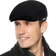 [FEOYA] Men's Classic Wool Flat Cap - Vintage Newsboy Ivy Fleece Adjustable Beret Casual Sun Hat