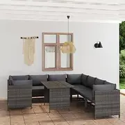 9 Piece Garden Lounge Set with Cushions Poly Rattan Grey Patio Bar Sets