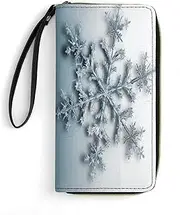 [BFGWK] Large Wallet Novelty Transparent Snowflake Printing Long Wallet With Zipper Leather Wallet Suitable For Both Men And Women, style, 19.7x10.5cm