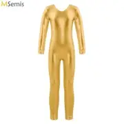 Shiny Metallic Full Body Suit Catsuit One Piece Long Sleeve Unitard Jumpsuit