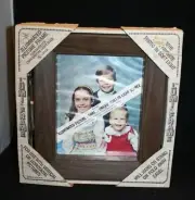 Vintage 70"s Kitsch Lighted Faux Wood Frame Wall Stand alone Picture RARE