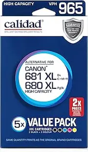 Calidad Printer Ink Cartridge Value 5 Pack for Canon PGI680XL CLI681XL