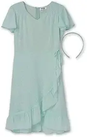 [Speechless] Girls' Flutter Sleeve Chiffon Dress and Headband