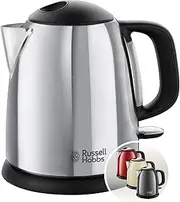Russell Hobbs Victory 24990-70 Small Kettle [1.0 L] Polished Stainless Steel (2400 W, Quick Boil Function, Removable Limescale Filter, External Water Level Indicator, Small Travel Kettle)