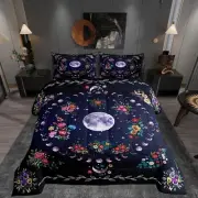 Sun and Moon Kids Comforter Set Queen Size,Starry Sky Galaxy Trippy Bedding S...