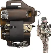 EDCs Tool Case - Outdoor Survival Storage Belt Bag Leather EDCs Organizer Belt Bag Men High Capacity Cowhide Leather Case for Knife, Car Keys, Pen