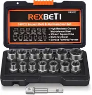Impact Bolt Nut Remover Set 13 Pieces Bolt Extractor Tool Set with Solid