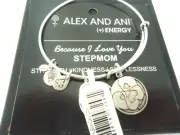 Alex and Ani Because I Love You STEPMOM Charm Bangle New W/Tag Card & Box