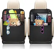 Premium Backseat Organizer for Kids 2 Pack, Waterproof and Stain Resistant Kick Mats Back Seat Protector, Durable Backseat Car Organizer with Tablet Holder+Storage Pockets