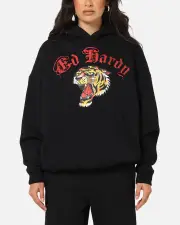 [ED HARDY] Ed Hardy Tiger Wrath Hoodie Black - Size M M Black
